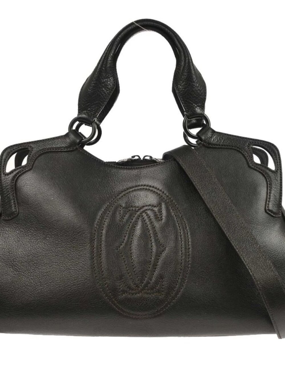 Cartier Black Marcello 2way Handbag Ebra
